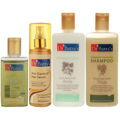 Dr Batras Anti Dandruff Hair Serum, Conditioner, Hair Oil & Dandruff Cleansing Shampoo Combo (200ml+200ml+100ml+200ml) (1Pack)