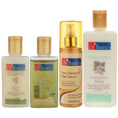 Dr Batras Anti Dandruff Hair Serum, Conditioner, Hair Oil & Dandruff Cleansing Shampoo Combo (200ml+200ml+100ml+100ml) (1Pack)