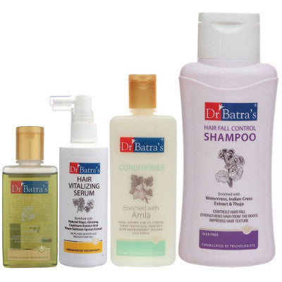 Dr Batras Hair Vitalizing Serum, Hair Fall Control Shampoo, Hair Oil & Conditioner Combo (125ml+500ml+100ml+200ml) (1Pack)