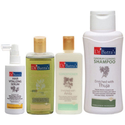 Dr Batras Hair Vitalizing Serum, Dandruff Cleansing Shampoo, Hair Oil & Conditioner Combo (125ml+500ml+200ml+200ml) (1Pack)