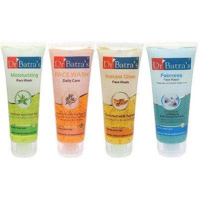 Dr Batras Daily Care Face Wash, Moisturizing Face Wash, Instant Glow Face Wash & Fairness Face Wash Combo (100g+100g+100g+100g) (1Pack)