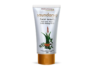 PATANJALI SAUNDARYA FACE WASH (ALOEVERA, NEEM, TULSI, ORANGE PEEL) 100 GM