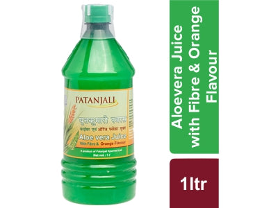 PATANJALI ALOEVERA JUICE WITH FIBER AND ORANGE FLAVOUR 1 LTR