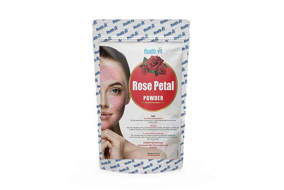 HealthVit Rose Petal Powder 100g (3.52 oz) | For Beautiful Hair & Skin 