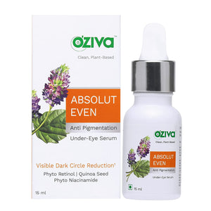OZiva Absolut Even Anti-Pigmentation Under-Eye Serum (with Phyto Niacinamide, Phyto Retinol, Licorice & Water Lily) for Dark Circles, Wrinkles & Pigmentation