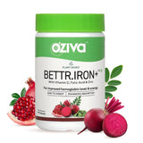 OZiva Bettr. Iron+ (Plant Based Iron with Vitamin C, Folic Acid, Zinc & Moringa) for Improved Hemoglobin, Oxygen binding capacity, & Immunity, Iron supplements, 60 veg capsules (60 capsules)