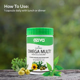 OZiva Plant Based Omega Multi (with Vegan Omega 3, Plant Vitamins and Extra Virgin Olive Oil, 200mg Vegan EPA + DHA) for Better Immunity, Brain & Heart Health, 30 Vegetarian Capsules