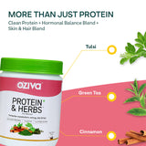 OZiva Protein & Herbs, Women, (Natural Protein Powder with Ayurvedic Herbs like Shatavari, Giloy, Curcumin & Multivitamins for Better Metabolism, Skin & Hair) Cafe Mocha, 500g