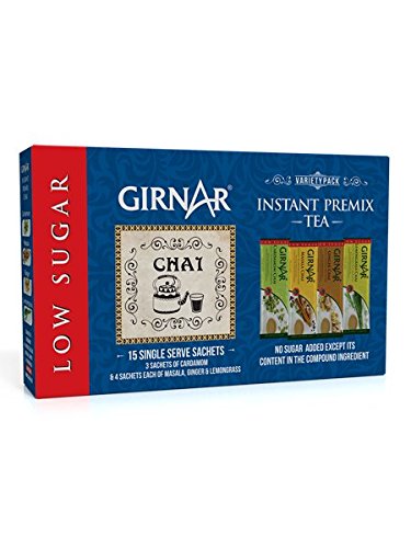 Girnar Instant Tea Premix Low Sugar Variety Pack(15 Sachets)