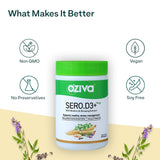 OZiva Sero.D3+ (Serotonin Boosters With Vitamin D3, Brahmi & Ginseng Extract) Supports Stress & Anxiety Relief, 60 Veg Capsules