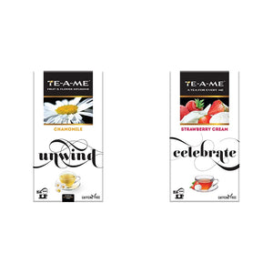 TE-A-ME Chamomile Infusion Tea, 25 Infusion Tea Bags (2 Flavored Bags Free) - Strawberry Cream Infusion, 25 Tea Bags (3 Flavored Bags Free)