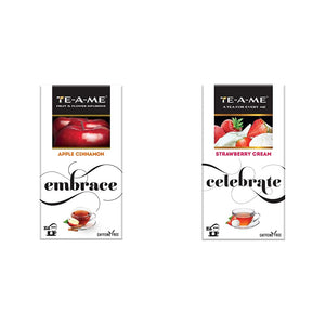 TE-A-ME Apple Cinnamon Infusion, 25 Tea Bags (2 Flavored Bags Free) - Strawberry Cream Infusion, 25 Tea Bags (3 Flavored Bags Free)