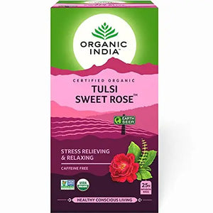 Organic India Tulsi Sweet Rose 25 Tea Bags- (Pack of 3)