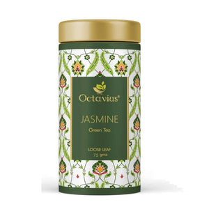 Octavius Jasmine Green Tea Tin Can – 75 Gms (40 cups) |Supports Weight Loss | Detox Tea | Antioxidant Rich | Highly recommended by dieticians | Reduces Cholesterol | Pleasant Aroma and Tonic Effect