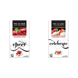 TE-A-ME Cranberry Apple Infusion, 25 Tea Bags (2 Flavored Bags Free) - Strawberry Cream Infusion, 25 Tea Bags (3 Flavored Bags Free)