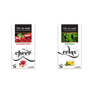 TE-A-ME Cranberry Apple Infusion, 25 Tea Bags (2 Flavored Bags Free) - Peppermint Infusion, 25 Tea Bags (3 Flavored Bags Free)