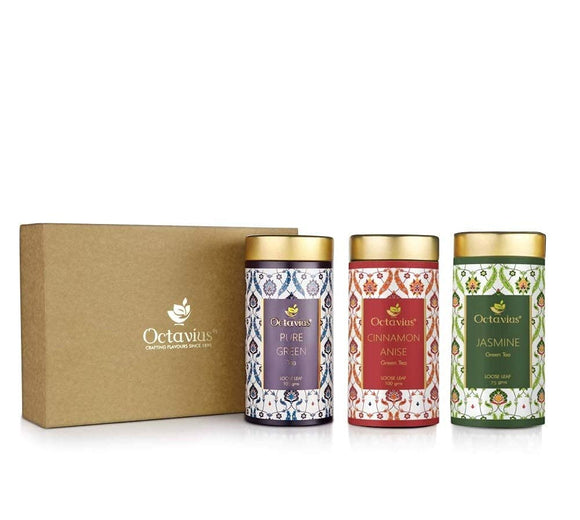 Octavius Gourmet Tea Collection Workout Buddies Range Loose Leaf Tea -Set of Three Tins