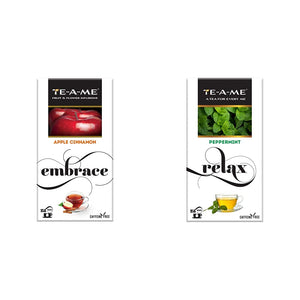 TE-A-ME Apple Cinnamon Infusion, 25 Tea Bags (2 Flavored Bags Free) - Peppermint Infusion, 25 Tea Bags (3 Flavored Bags Free)