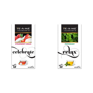 TE-A-ME Strawberry Cream Infusion, 25 Tea Bags (3 Flavored Bags Free) - Peppermint Infusion, 25 Tea Bags (3 Flavored Bags Free)