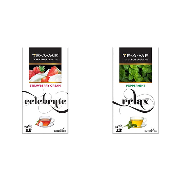 TE-A-ME Strawberry Cream Infusion, 25 Tea Bags (3 Flavored Bags Free) - Peppermint Infusion, 25 Tea Bags (3 Flavored Bags Free)