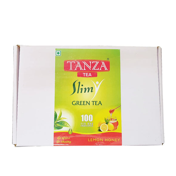 Tanza Tea Slim Green Tea | Lemon Honey Flavoured | 100 Tea Bag Envelopes Bulk Pack