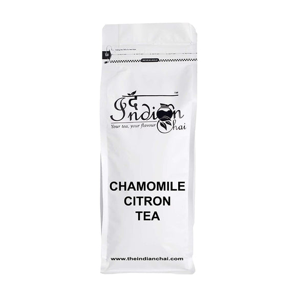 The Indian Chai - Chamomile Citron Tea 250g with Hibiscus, Gulab Patti, Peppermint, Lemongrass etc for Good Night Sleep, Helps Reduce Stress & Anxiety, Stomach Pain, Herbal Tea