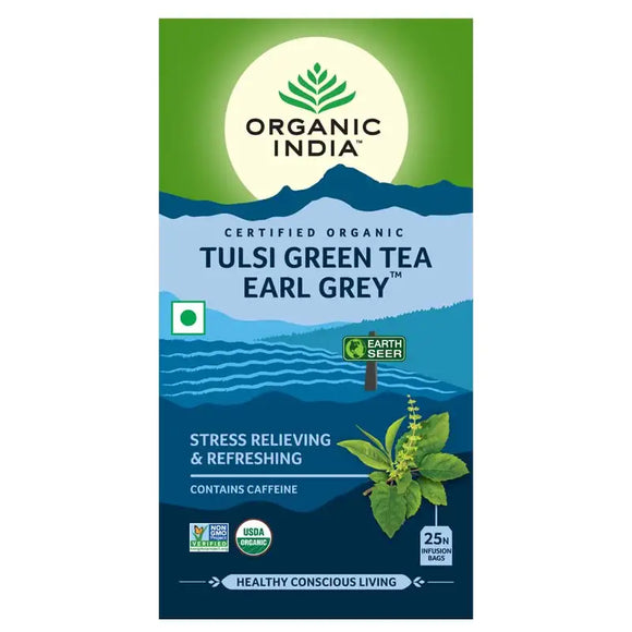 Organic India Tulsi Green, Tea Earl Grey, 25 Tea Bags