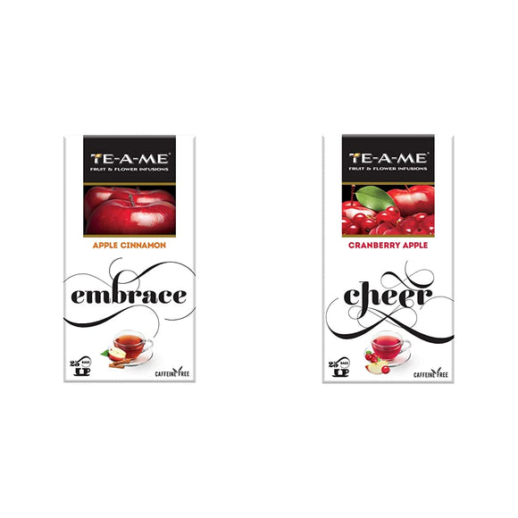 TE-A-ME Apple Cinnamon Infusion, 25 Tea Bags (2 Flavored Bags Free) - Cranberry Apple Infusion, 25 Tea Bags (2 Flavored Bags Free)