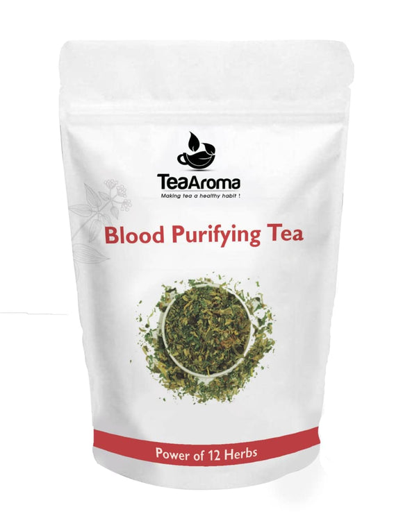 Tea Aroma - Blood Purifying tea for Glowing Skin - Blood Detox, Detox, Blood Cleansing With Neem Leaves, Manjishta, Hibscus,Yarro flower, Beetroot , Amla -