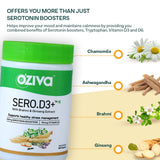 OZiva Sero.D3+ (Serotonin Boosters With Vitamin D3, Brahmi & Ginseng Extract) Supports Stress & Anxiety Relief, 60 Veg Capsules