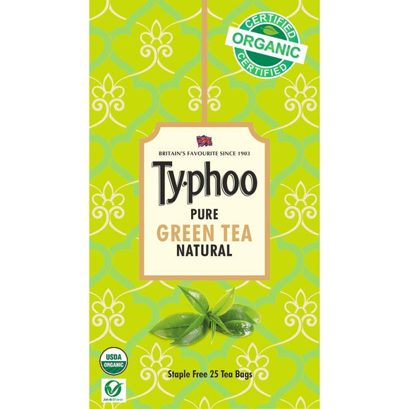 Typhoo Organic Green Tea Natural 25 Tea Bags - Pack of 2