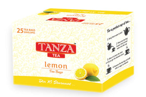 Tanza Tea Lemon Tea Bags | Lemon Flavoured Black Tea | 25 Tea Bag Envelopes