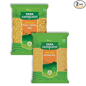 Tata Sampann Combi Pack -Toor Dal 1 Kg + Moong Dal 1 Kg