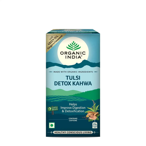 Organic India Tulsi Detox Kahwa 25 IB || Cleanse & Cold Relief || Improve Digestion & Detoxification || Tulsi Tea - 25 Tea Bags