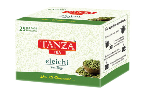 Tanza Tea Eleichi Tea Bags | Cardamom Flavoured Black Tea | 25 Tea Bag Envelopes