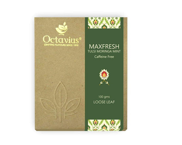 Octavius Maxfresh Tulsi Moringa Mint Herbal Tea (Tisane) Loose Leaf Detox Kadha - 100 Gms