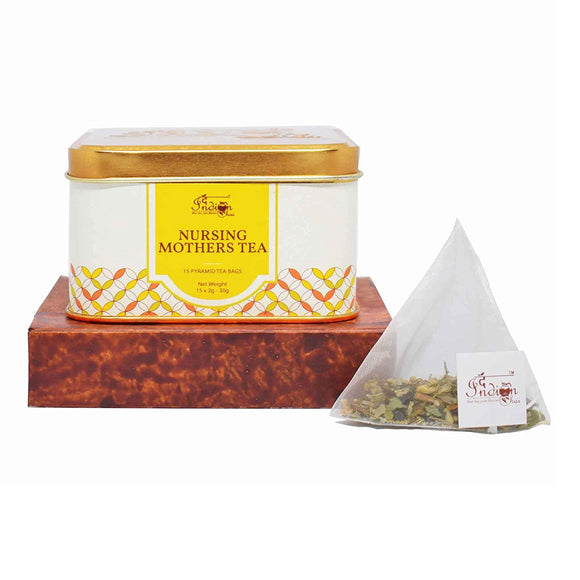 The Indian Chai – Nursing Mothers Tea 15 Pyramid Tea Bags - Caffeine Free Herbal Tea for Healthy Lactation - with Fenugreek, Milk Thistle, Fennel Seed & More for Breastfeeding!