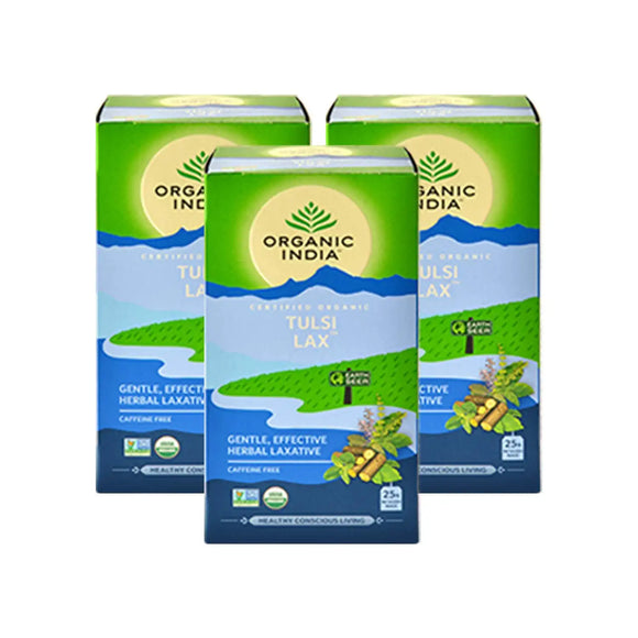 Organic India Tulsi Lax Tea 25 Tea Bags- (Pack of 3)