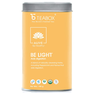 Teabox Be Light Herbal Tea Loose Leaves 100 Grams | 0% Caffeine Wellness Tea for Improved Digestion | Made with Peppermint, Fennel and Exotic Ayurvedic Herbs