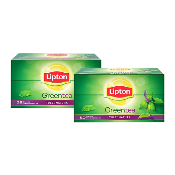 Lipton Tulsi Natura Green Tea Bags, 25 Tea Bags (Pack of 2)