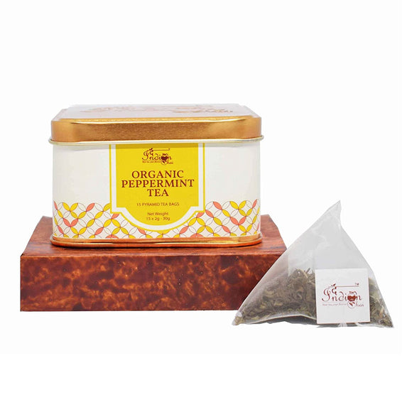 The Indian Chai - Peppermint Tea 15 Pyramid Tea Bags Organic Herbal Tea for Digestion, Stress and Immunity