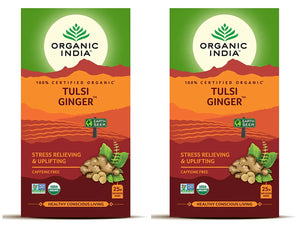 Organic India Tulsi Ginger 25 Tea Bag- (Pack of 2)