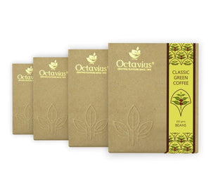 Octavius Green Coffee Beans | Decaffeinated & Unroasted Arabica Coffee Beans Sourced from AA Grade Plantations | Antioxidant Rich | Promotes Metabolism & Healthy Weight Management - 250 Gms (Pack Of 4)