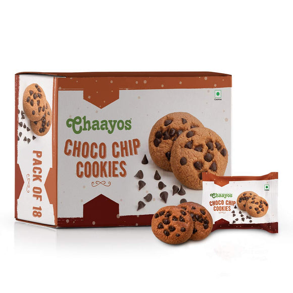 Chaayos Chai Time Snacks - Premium Chocochip Cookies - 450g (18 Packs) | Chocolates Gift Pack | Indulgent Flavours | Biscuits | Gift Hamper | Gift Pack | Snacks