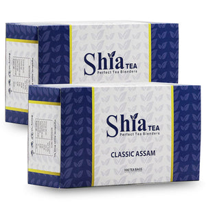 Shia Tea Strong Assam Tea 100 Tea Bags | Premium Classic Tea Bags of Upper Assam & North Bank Combo offer 2 boxes