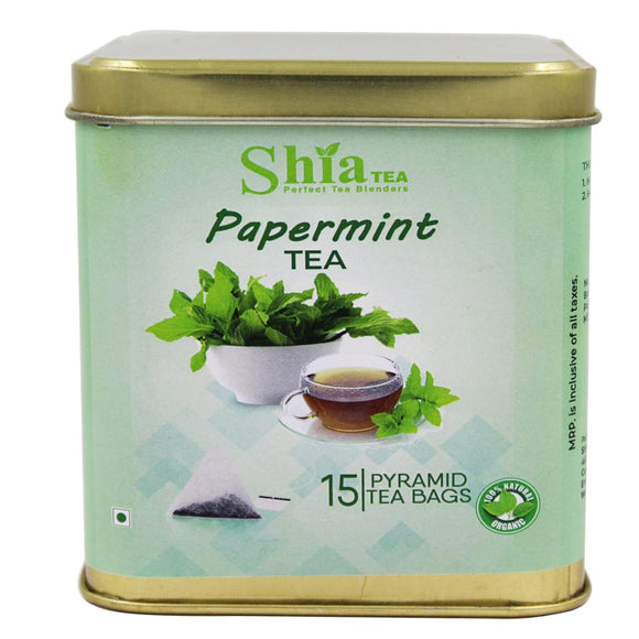 Shia tea peppermint Tea | Herbal Tea | Genuine Organic Flavour | 100 grams | pyramid Tea bags (Peppermint tea bags)