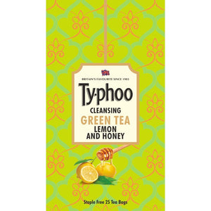 Typhoo Natural Green Tea Lemon and Honey with 25 Heat Sealed Enveloped Bags, 25 Bags