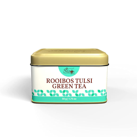 The Indian Chai - Rooibos Tulsi Green Tea 50g | Herbal Tea for Weight Loss | Boosts Immune System | Relieves Stress |