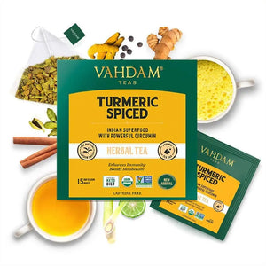 VAHDAM, Organic Turmeric Tea Bags with Natural Spices - 15 Count | Herbal Tea for Weight Loss | Immunity Booster Tea | 100% Natural Ingredients
