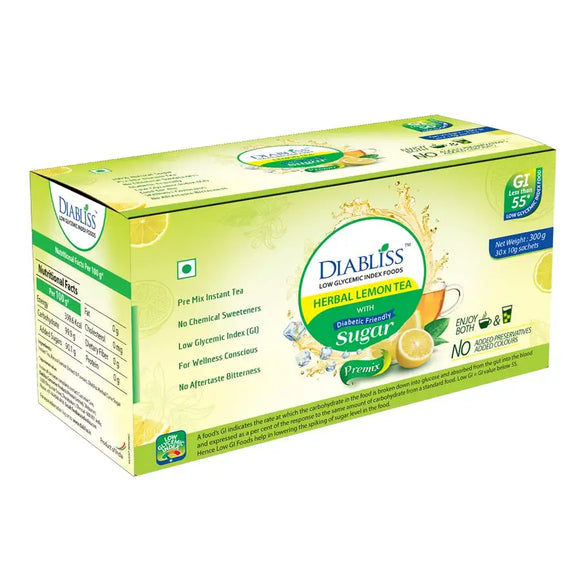 DiaBliss Herbal Diabetic Friendly Herbal Lemon Tea - Low GI - 30 x 10 Grams Sachet Box - Combo Pack of 2 No's